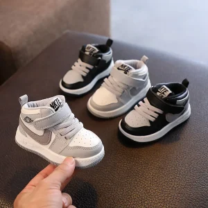 New Spring Autumn Childrens Mid-Top Sneakers Boys Girls Fashion Casual Shoes Non-Slip Comfortable Breathable Kids Walking Shoes