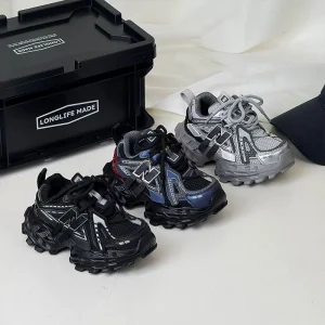 Thick-soled Children's Sports Shoes Autumn Leather Fashion Girl's Running Shoes Boys' Casual Shoes Lace-up Soft Sole Kids Shoes